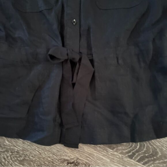 Loft Linen Short Sleeve Tie Waist Button Up - Picture 2 of 8